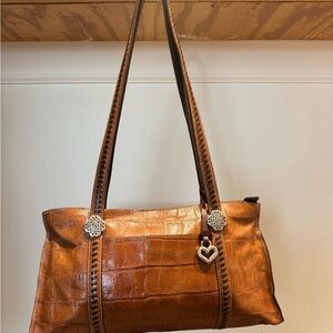 Brighton Tan Croc-Embossed Shoulder Bag